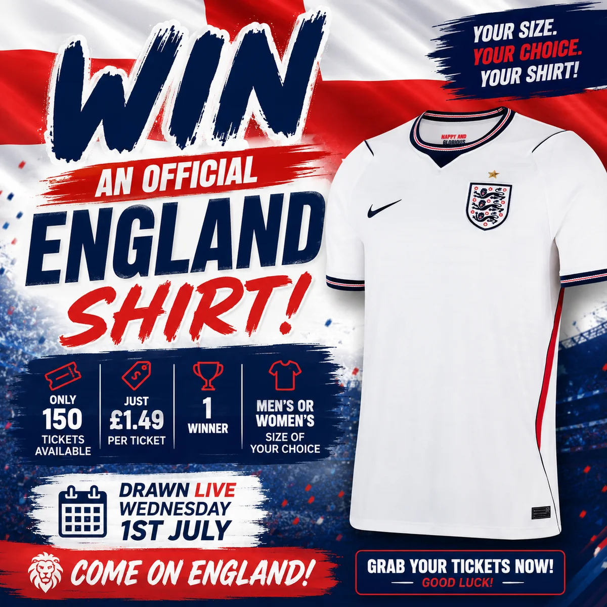 🏴󠁧󠁢󠁥󠁮󠁧󠁿 WIN AN OFFICIAL ENGLAND STADIUM SHIRT! 🏴󠁧󠁢󠁥󠁮󠁧󠁿